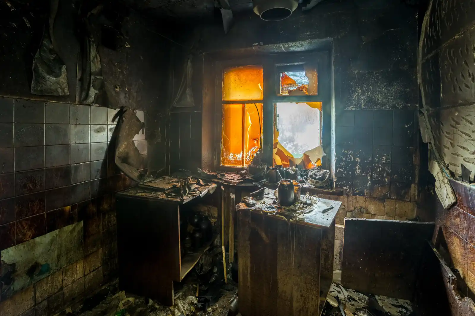 Fire damage restoration crew responding to a house fire in Irving, TX